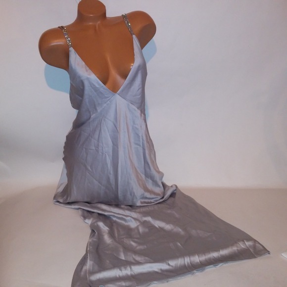 victoria secret silver dress Vintage Victoria's Secret Silver Slip dress gray size L